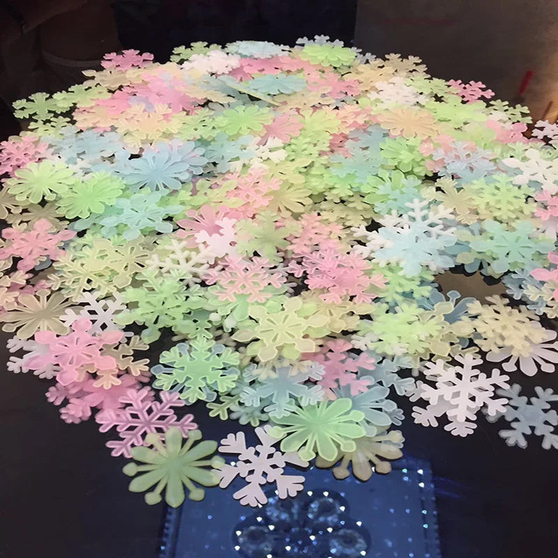 Fiocchi dei Neve Fluorescenti - 3D Sticker da incollare - 50 pezzi