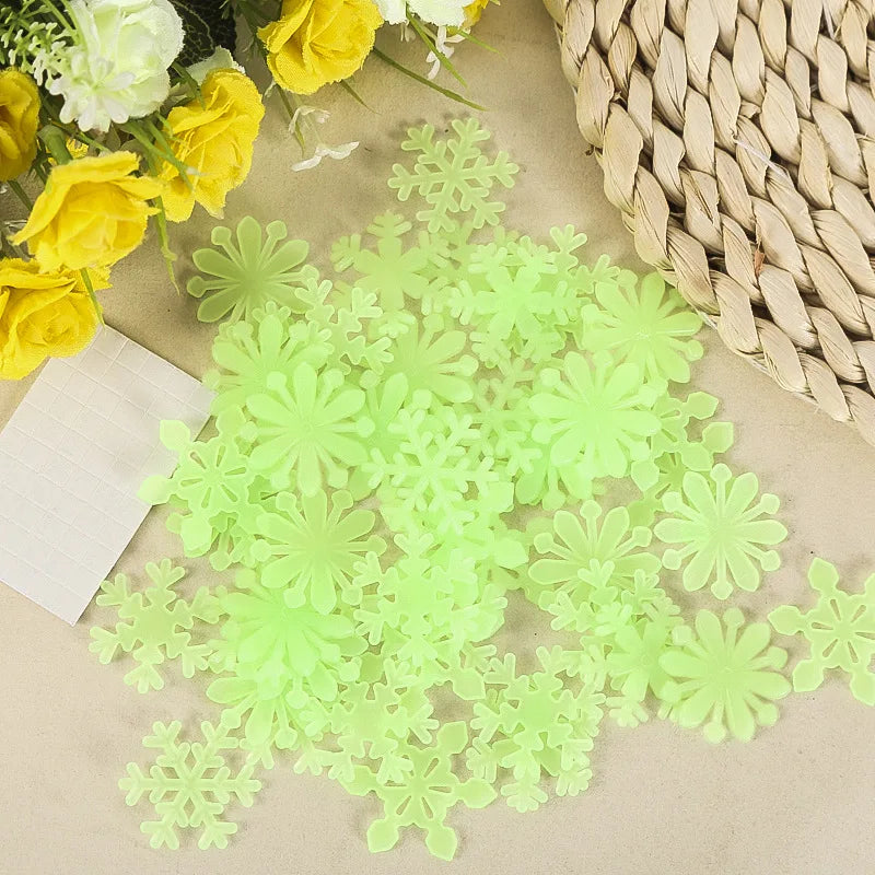 Fiocchi dei Neve Fluorescenti - 3D Sticker da incollare - 50 pezzi