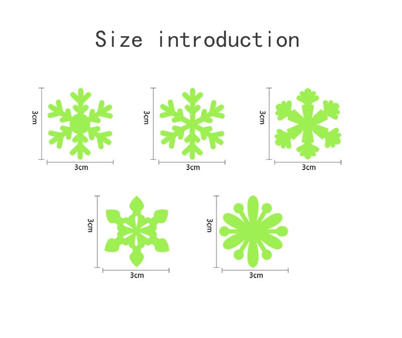 Fiocchi dei Neve Fluorescenti - 3D Sticker da incollare - 50 pezzi