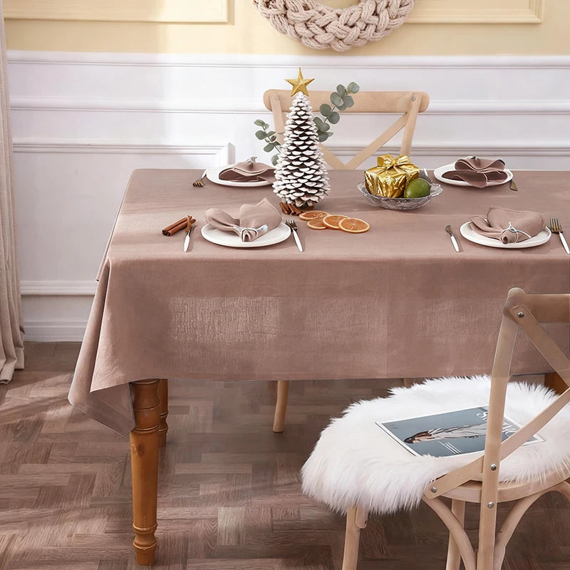 Christmas Solid Color Skin Friendly Breathable Lightweight Washable Reusable Tablecloth for Holiday Parties Banquets Restaurants