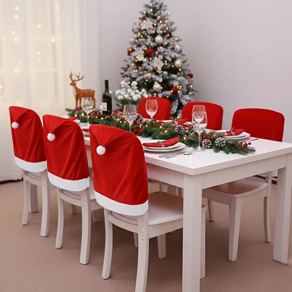 Cappello di Babbo Natale Coprisedia - confezioni da 1, 6 o 12 pezzi di proteggi sedie natalizie