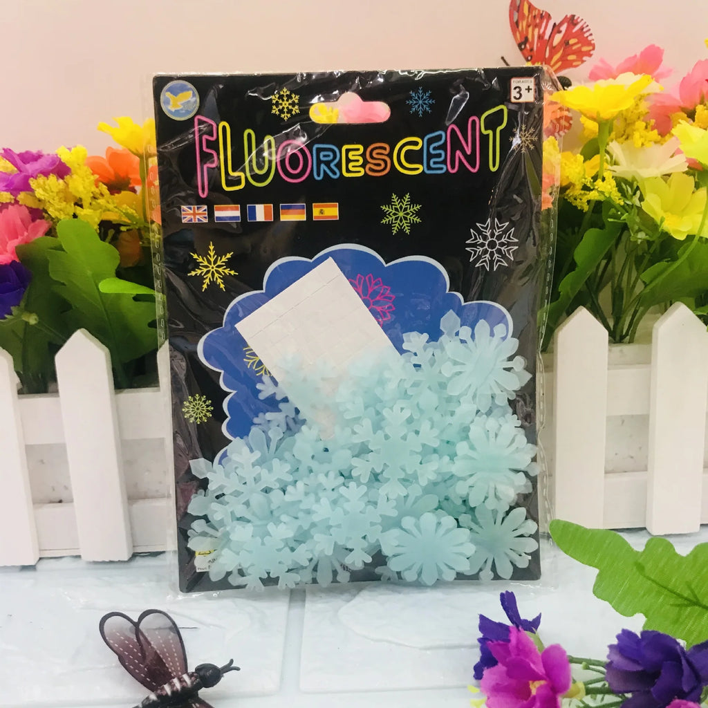 Fiocchi dei Neve Fluorescenti - 3D Sticker da incollare - 50 pezzi
