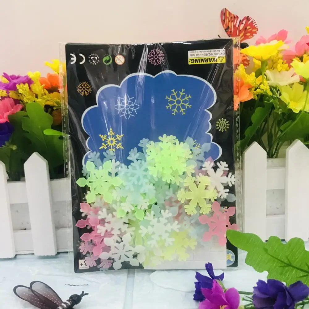 Fiocchi dei Neve Fluorescenti - 3D Sticker da incollare - 50 pezzi
