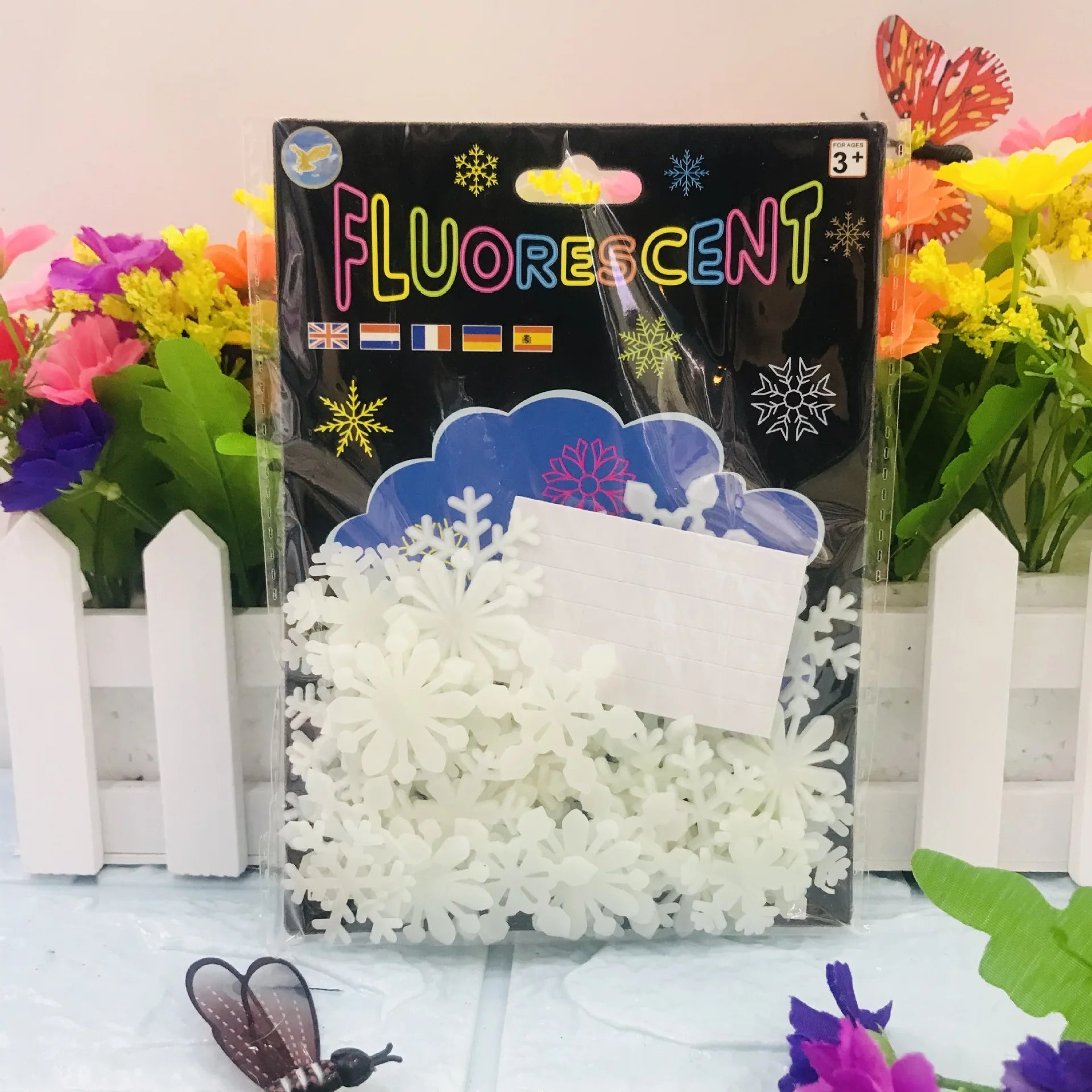 Fiocchi dei Neve Fluorescenti - 3D Sticker da incollare - 50 pezzi