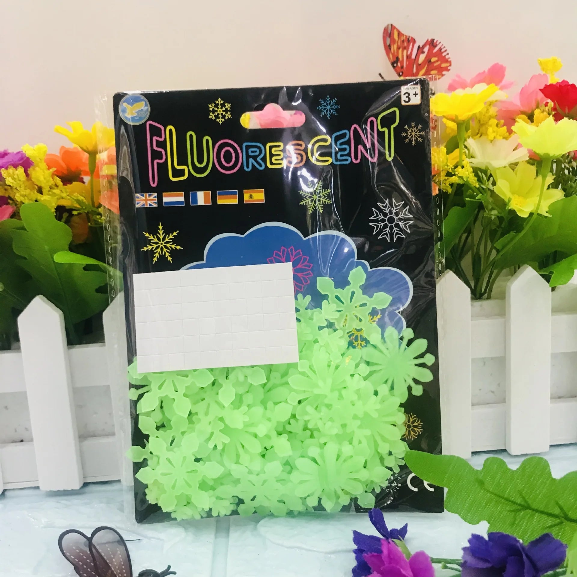 Fiocchi dei Neve Fluorescenti - 3D Sticker da incollare - 50 pezzi